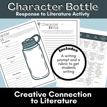 Preview of Character Bottle Literary Elements Activity: Creative Sticker Design