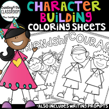 Character Building Coloring Pages And Writing Prompts Tpt