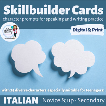 Preview of Character Cards for Speaking Practice - All About Me Skillbuilder - Italian