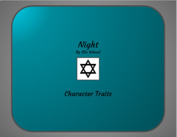 Preview of Character Chart for Night by Elie Wiesel  