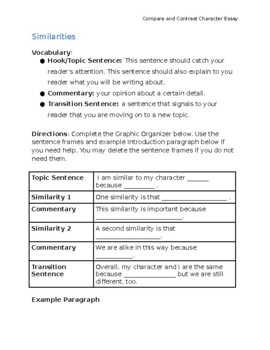 compare and contrast character essay