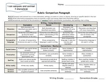 Character Comparison Venn Diagram and Rubric by Michelle's Makings