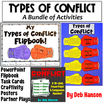 Preview of Character Conflict in Literature Bundle: Task Cards, Passages, PowerPoint