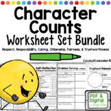 Character Counts Worksheet Sets | 72 SEL & School Counseli