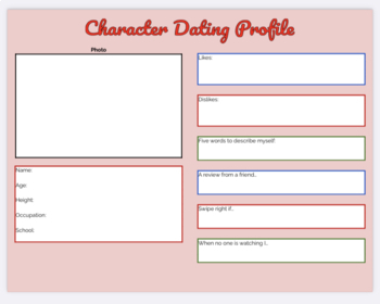 Preview of Character Dating Profile Template 