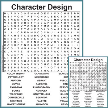 Preview of Character Design Word Search