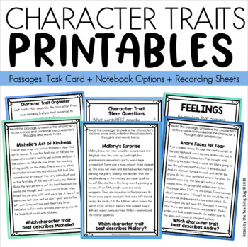 Preview of Comprehension: Character Traits 3rd, 4th, 5th Grade