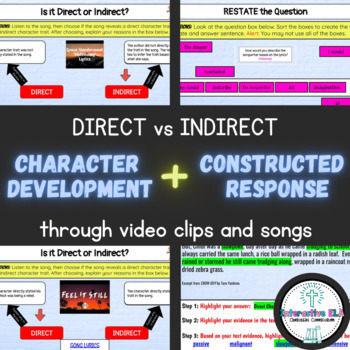 Preview of Character Development: Direct/Indirect + Constructed Response (Christian-Based)