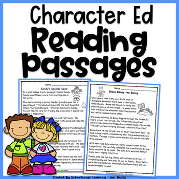 Preview of Character Ed Reading Passages with Text Dependent Questions