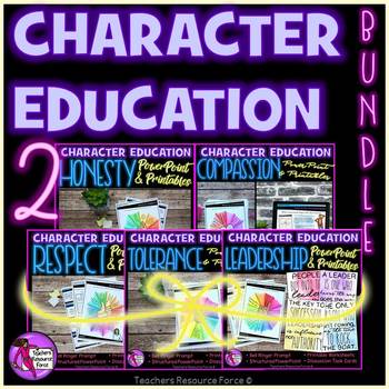 Preview of Character Ed Lesson Bundle honesty, compassion, respect, tolerance, leadership