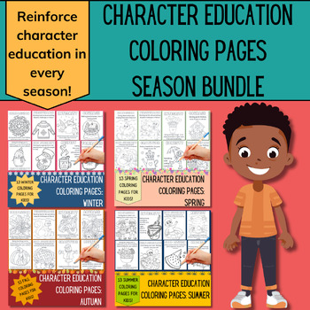 Preview of Character Education Coloring Pages: Seasons Bundle