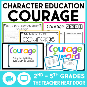 Preview of Character Education Courage Activities SEL Morning Meetings Task Cards
