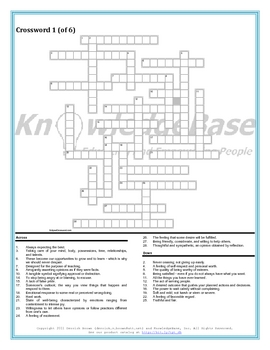 Character Education Crossword Puzzles (Volume 1) (FULL VERSION) | TpT