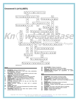 character education puzzles crossword volume version