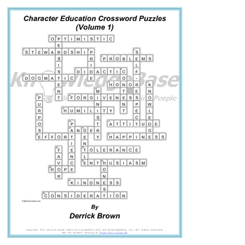 Preview of Character Education Crossword Puzzles (Volume 1) ("LITE" VERSION)