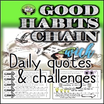 Preview of SEL Character Education- Good Habits Chain: Daily Quotes & Challenges