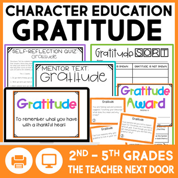 Preview of Character Education Gratitude Social Emotional Activities SEL Morning Meetings
