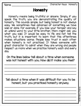 character education honesty worksheets and activities