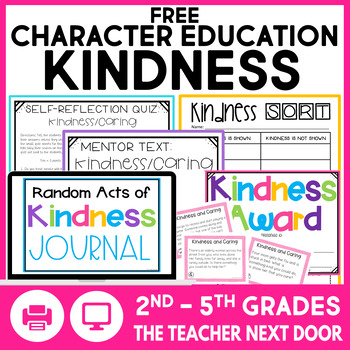 Preview of Character Education Kindness Social Emotional Freebie SEL Activities Task Cards