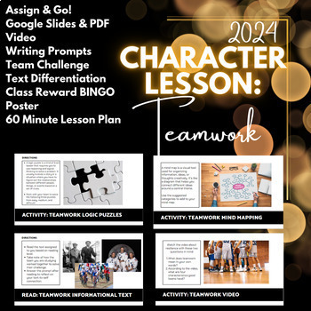 Preview of Character Education Middle School: Teamwork SEL digital lesson, video, writing