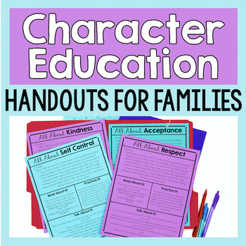 Preview of Character Education Handouts For Parent And Family Newsletters