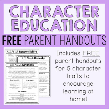 Preview of Character Education Parent Letters FREE Sample