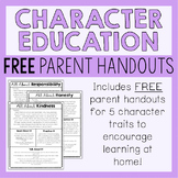 Character Education Parent Letters FREE Sample
