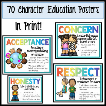 Character Education Posters / Social Skills Posters with 70 Character ...