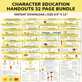 Preview of Character Education Posters 32 Page Bundle-Gratitude-Honesty-Empathy-Kindness