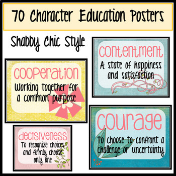 Shabby Chic Character Education Posters / 70 Character Education Traits