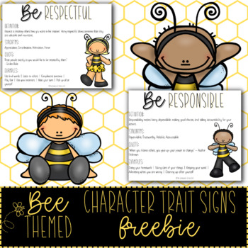 Preview of Character Education Resources | Responsibility & Respect | Bee-Themed FREEBIE!