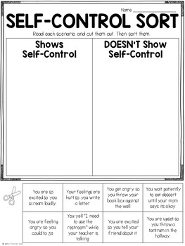 social emotional learning self control lesson and printables by haley o connor