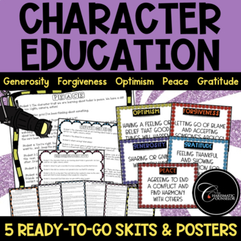 Preview of Character Education Skits / Generosity Forgiveness Optimism Peace Gratitude