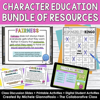 Preview of Character Education Slides & Activities Growing Bundle