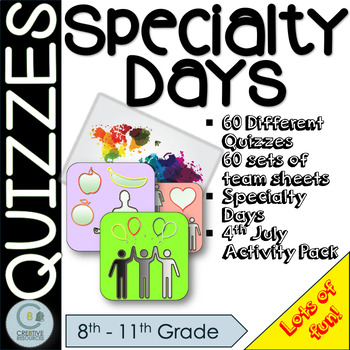 Preview of Character Education Specialty Days across the Year Bundle