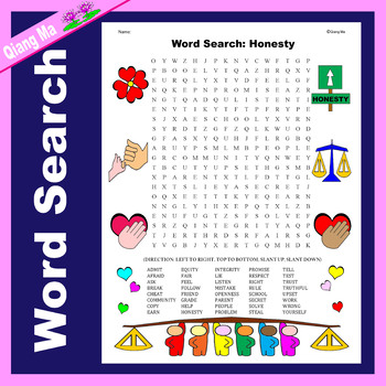 Preview of Character Education Word Search: Honesty