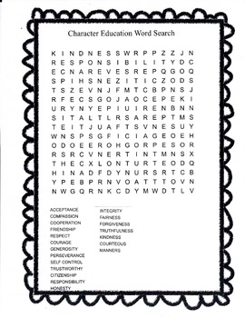 Preview of Character Education Word Search Puzzle