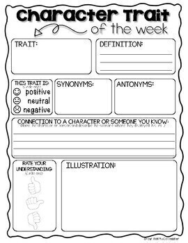 Character Trait Digital with Character Trait Graphic Organizer Posters ...