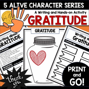 Preview of Character Gratitude Writing Hands-on Activity