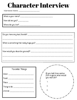 Character Interview Template by Happy Camper Education | TPT