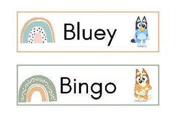 Preview of Character Labels for TV Show Bluey