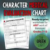 Literary Character Medical Evaluation Chart - Worksheet, Project