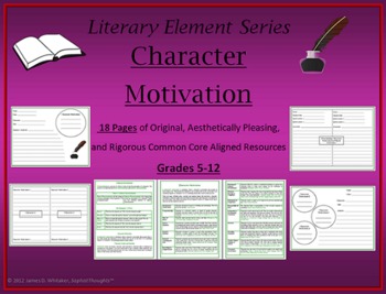 Preview of Character Motivation Mini Lesson Graphic Organizers CCLS CCSS