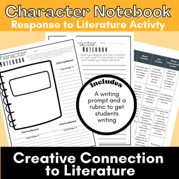 Preview of Character Notebook Literary Elements Activity: Creative Sticker or Doodle Design