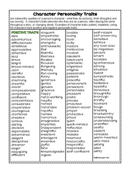 500 Character Traits List  Free Printable PDF Reference & Support