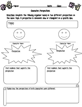 Preview of Character Perspectives in Literature Graphic Organizer and Essay-CCSS Aligned