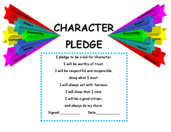 Character Pledge By Laurie Stewart Teachers Pay Teachers