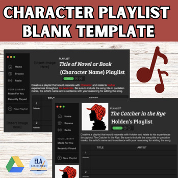 Preview of Character Practice: Curate a Playlist | Editable Template