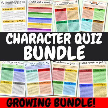 Preview of Character Quiz Bundle | Growing Character Quiz Bundle | Book Character Quiz