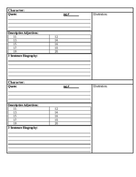 Character Sheets by Vegas Educators | Teachers Pay Teachers
